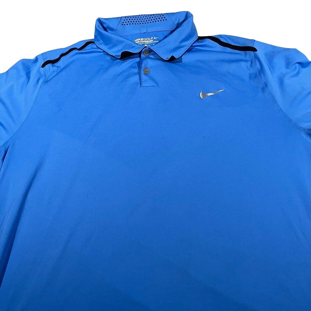 Nike Polo Shirt Adult Extra Large Blue Dri-Fit Golf Polo Athletic Rugby